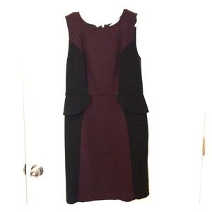Burgundy and black peplum dress